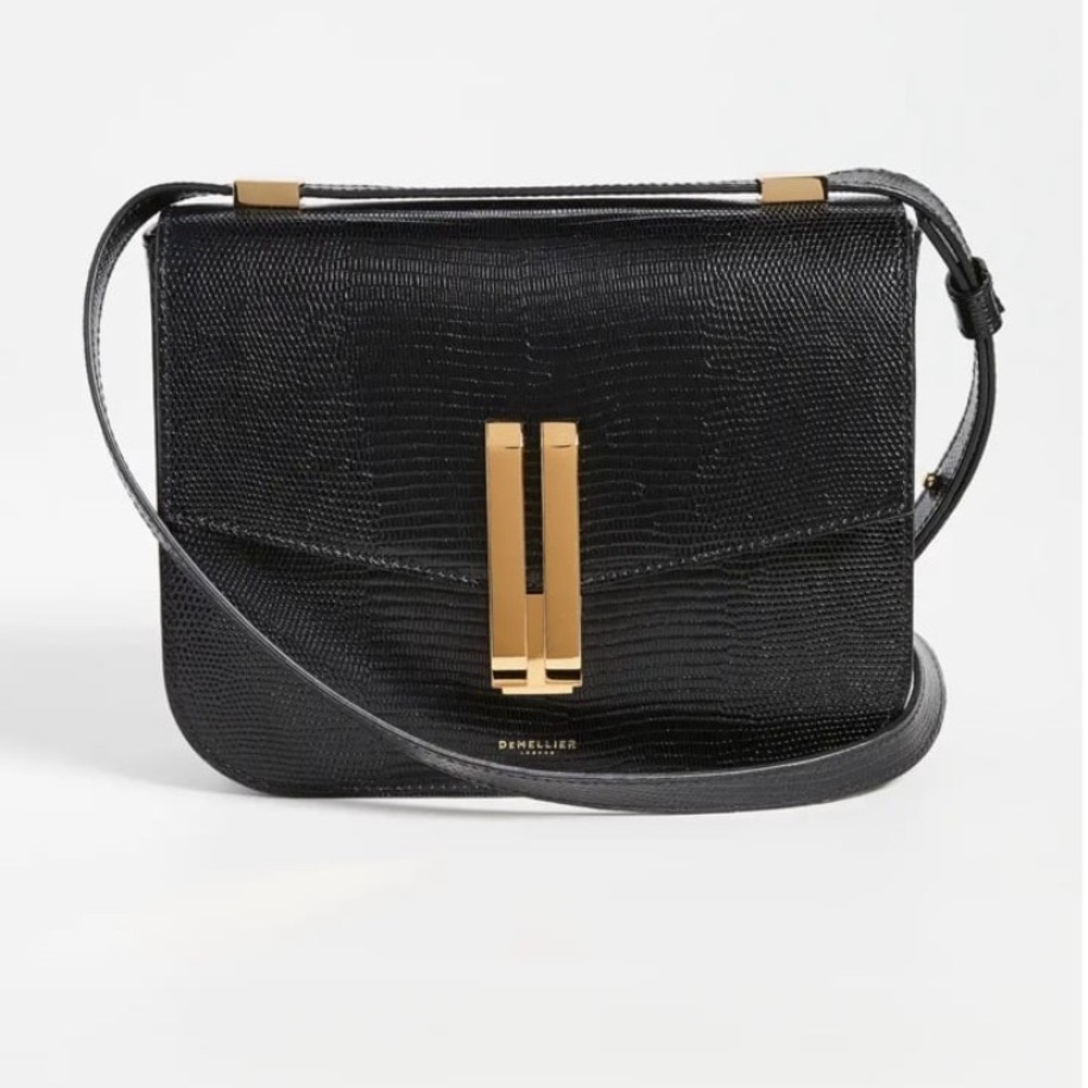 DeMellier Vancouver black Lizard Crossbody Bag